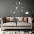 Horloge murale 3D XXL brillante 100cm argent gloss luxe salon

