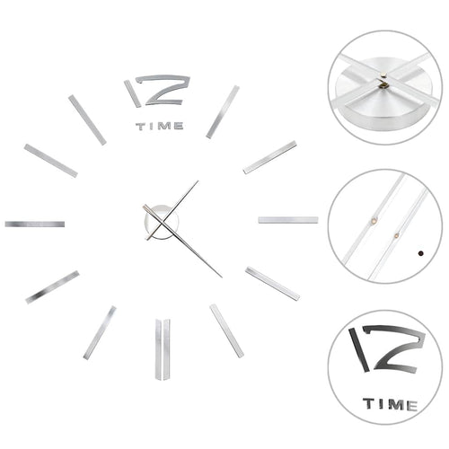 3D Wall Clock | Shiny Silver | Eva | Xxl | Adjustable Armrests