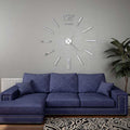 Horloge murale 3D XXL argent brillant 100cm design moderne lux
