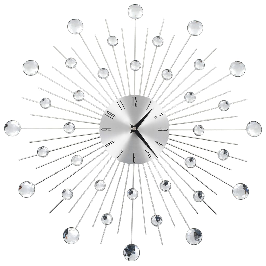Horloge murale perles acryliques 50cm glamour cristal argentée
