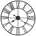 Horloge murale XXL noire en métal grand format circulaire design moderne salon