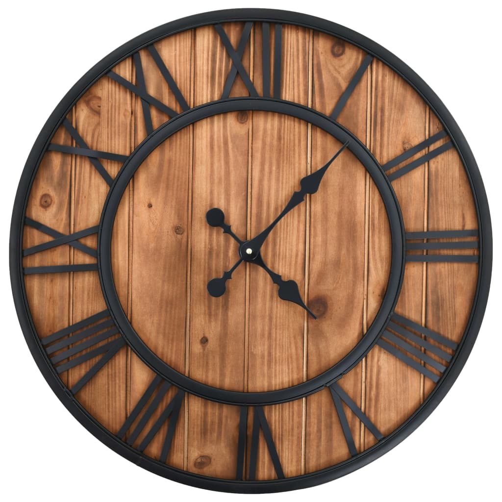 Horloge murale vintage marron 60cm bois r
