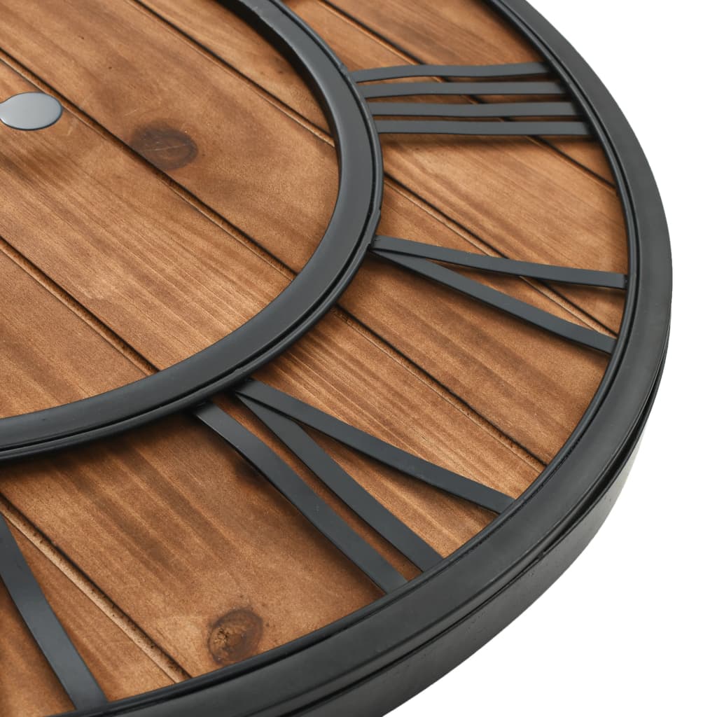 Wall Clock | Brown And Black | Metal Frame, Wooden Dial | 60Cm Xxl