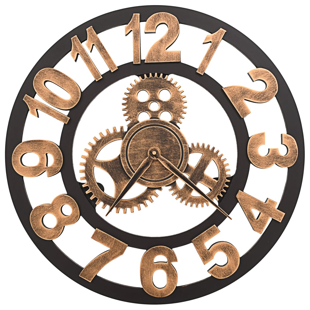 Wall Clock | Gold And Black | Metal And Mdf | Large | Decorative Inlays
