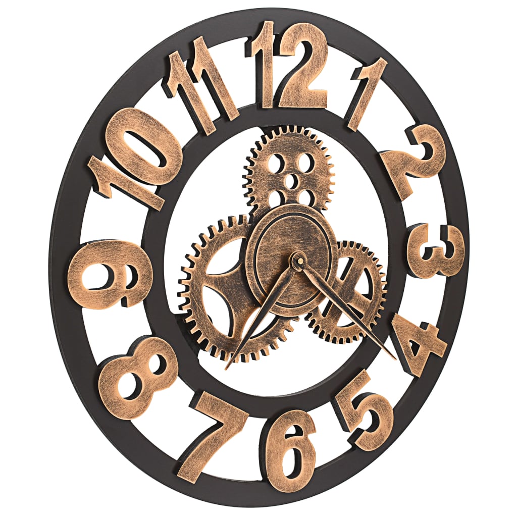 Wall Clock | Gold And Black | Metal And Mdf | Large | Decorative Inlays