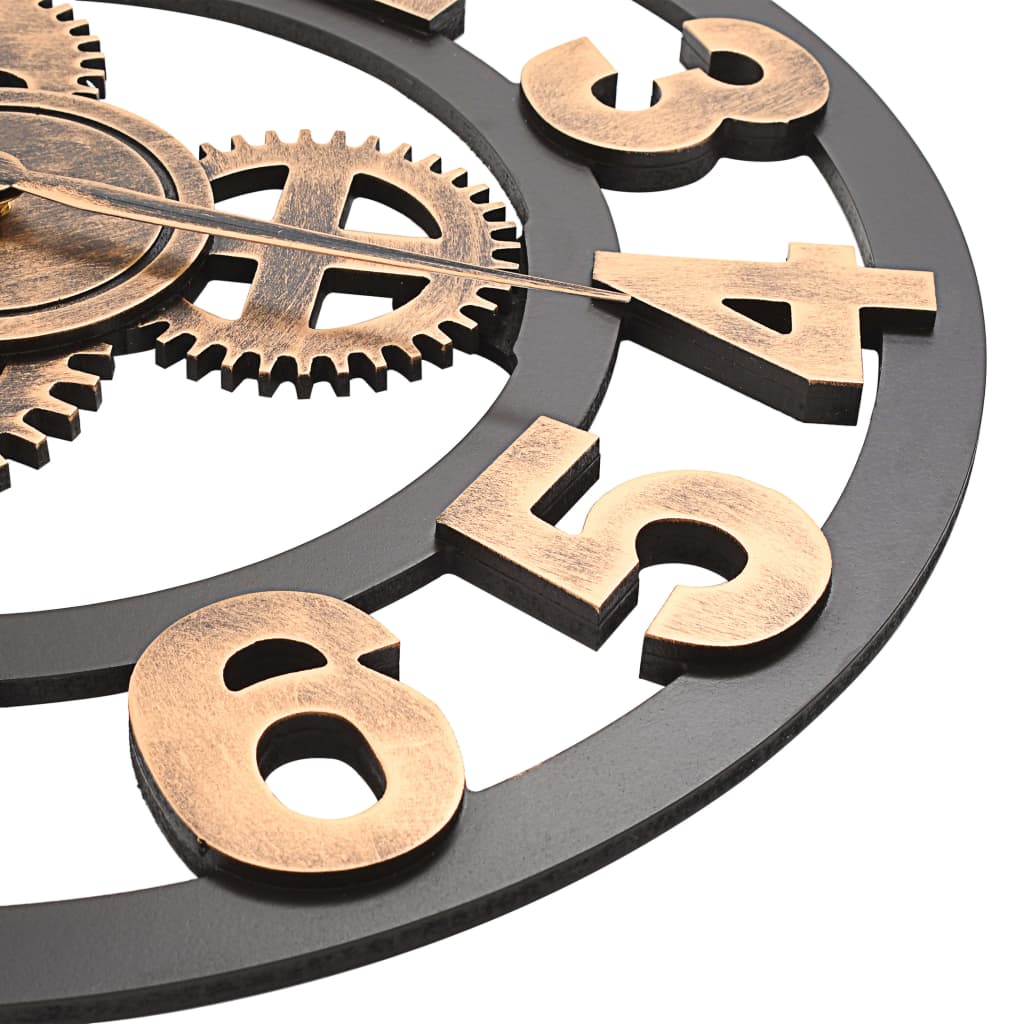 Wall Clock | Gold And Black | Metal And Mdf | Large | Decorative Inlays