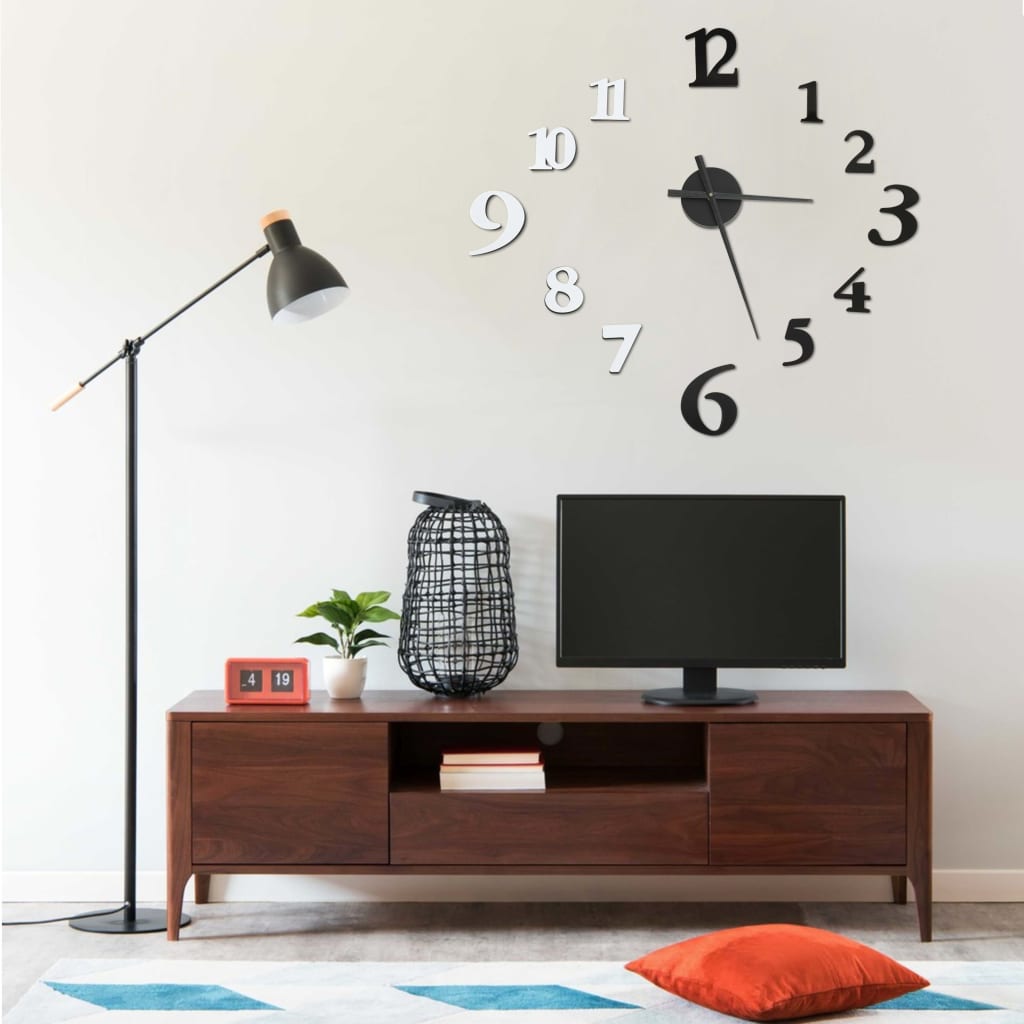 Horloge murale 3D XXL noir et blanc 100cm design contemporain
