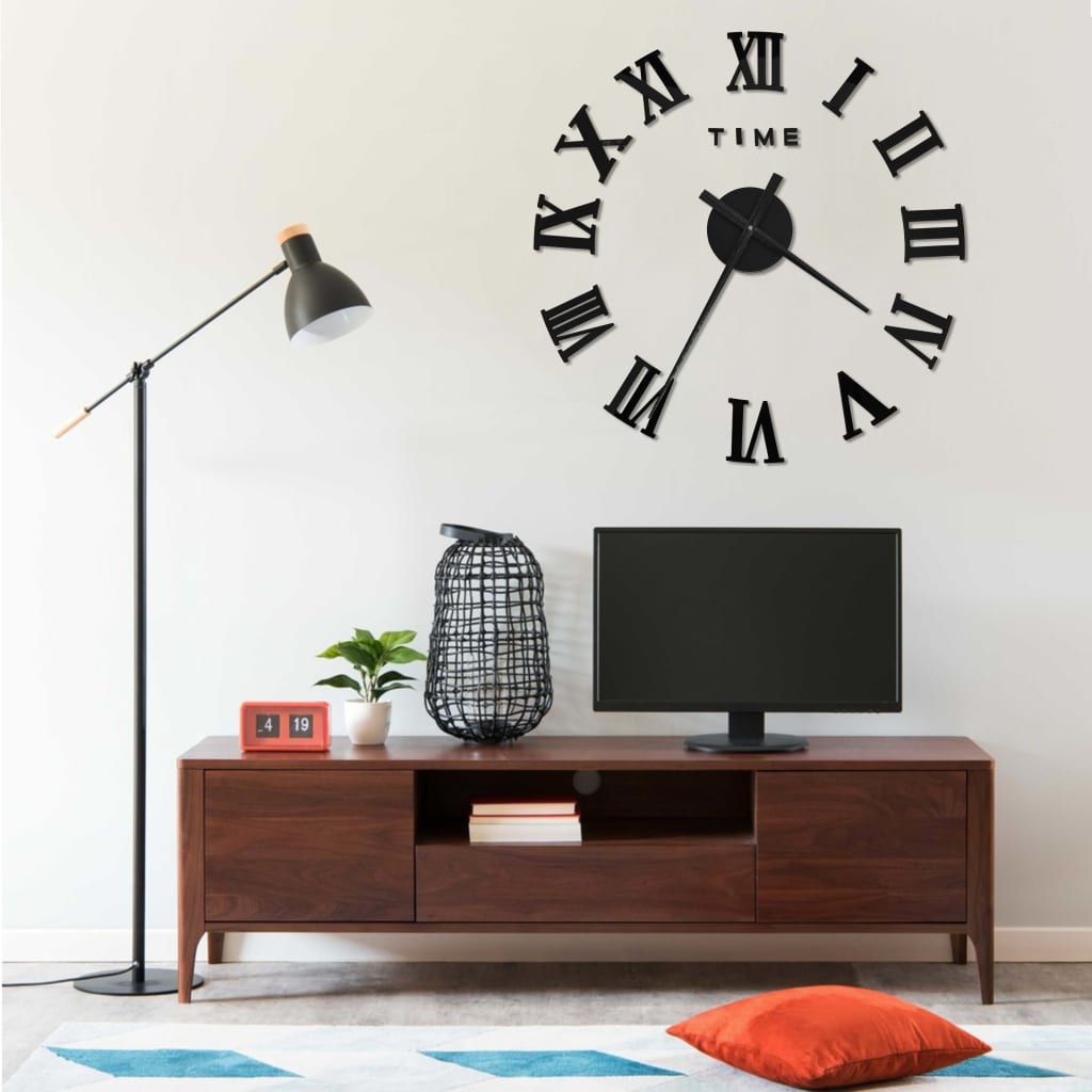 Horloge murale 3D XXL noire 100cm design bold contemporain
