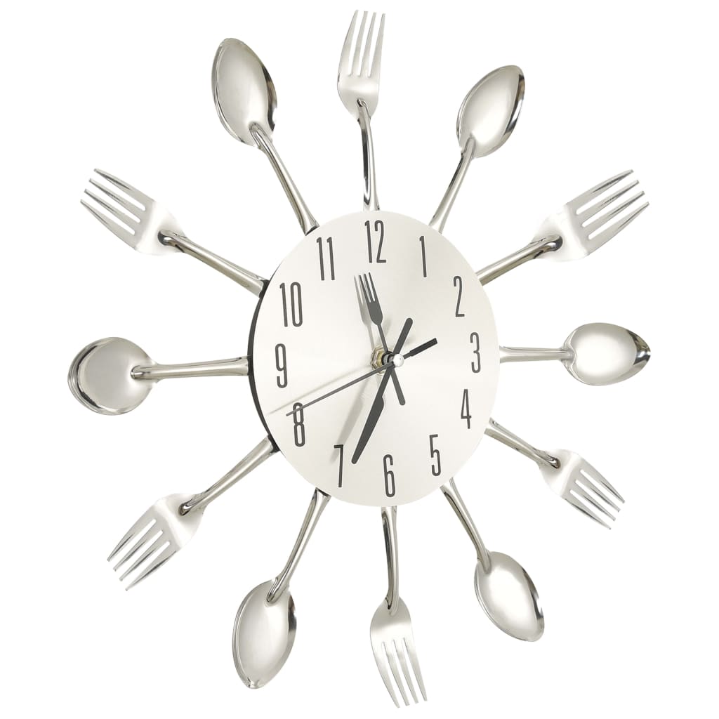 Wall Clock | Silver | Aluminium | 31 Cm Diameter | Decorative Inlays