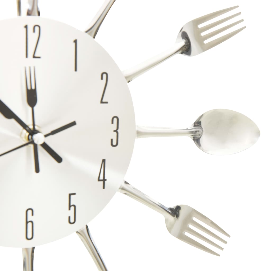 Wall Clock | Silver | Aluminium | 31 Cm Diameter | Decorative Inlays
