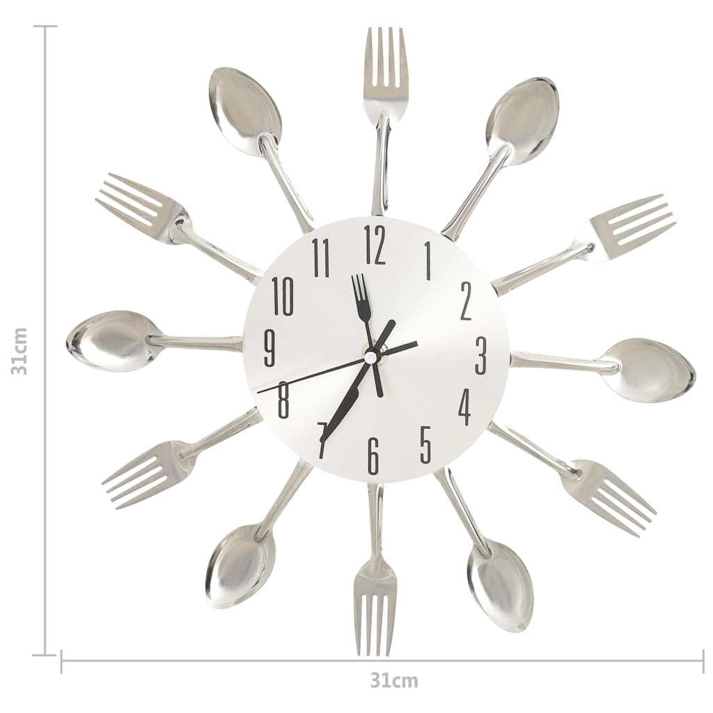 Wall Clock | Silver | Aluminium | 31 Cm Diameter | Decorative Inlays