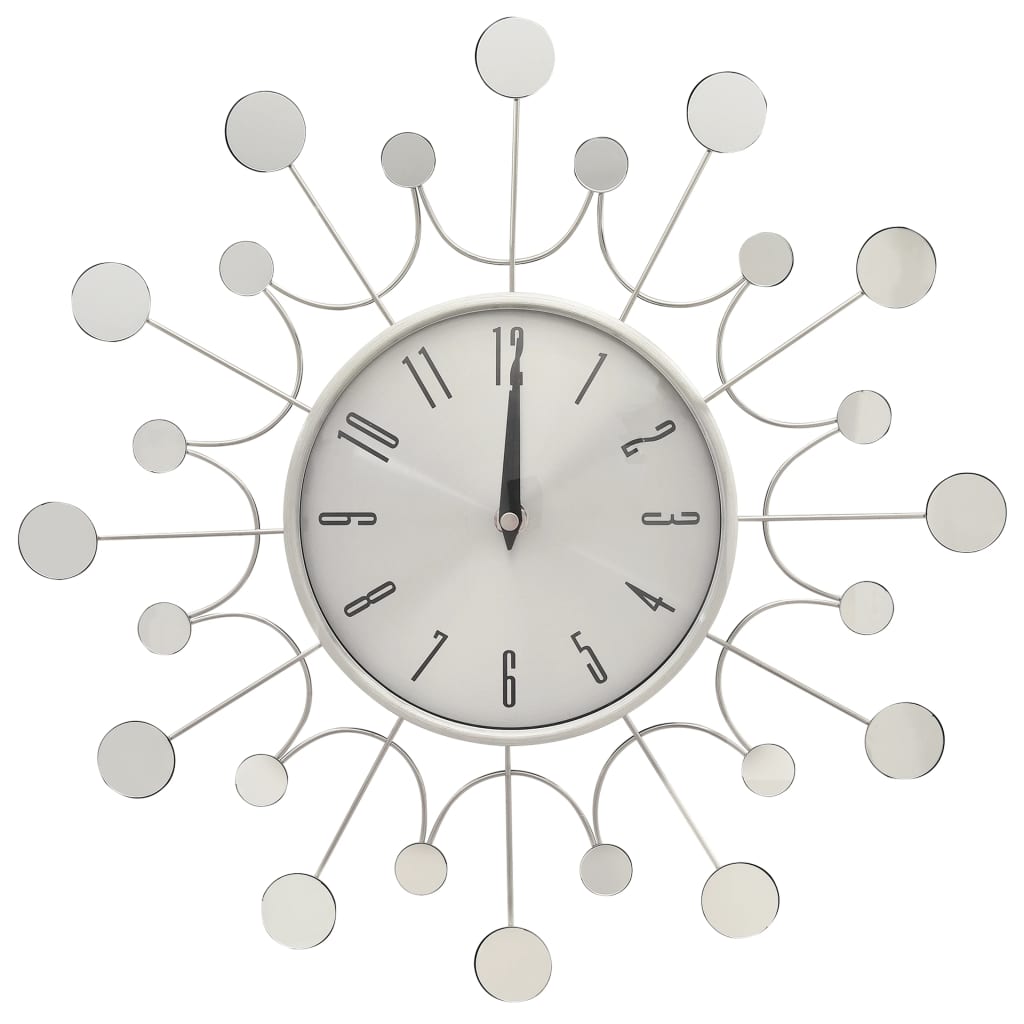 Wall Clock | Silver | Metal, Aluminium | Medium | Decorative Inlays