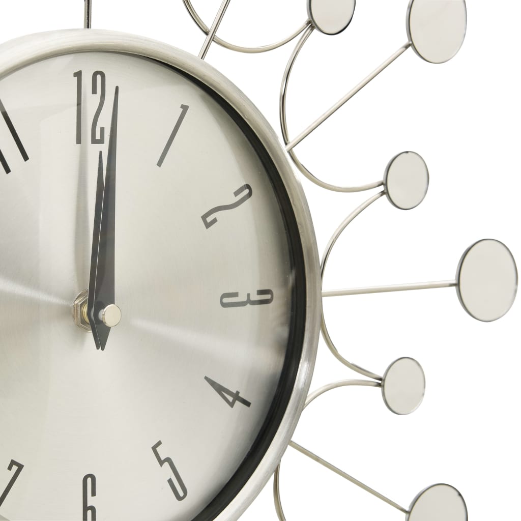 Wall Clock | Silver | Metal, Aluminium | Medium | Decorative Inlays