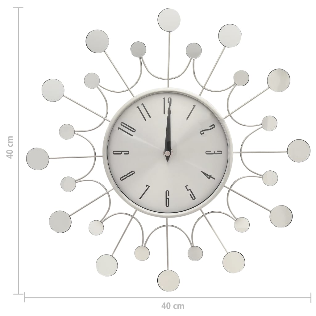 Wall Clock | Silver | Metal, Aluminium | Medium | Decorative Inlays