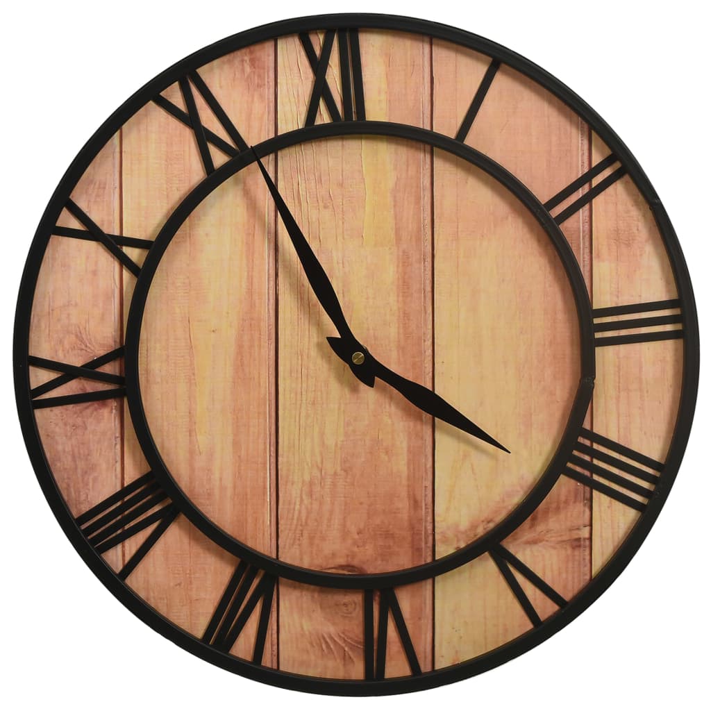 Wall Clock | Brown And Black | Mdf And Iron | 39 Cm Diameter