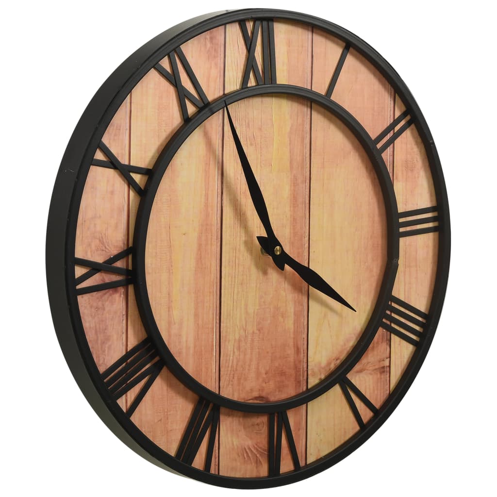 Wall Clock | Brown And Black | Mdf And Iron | 39 Cm Diameter