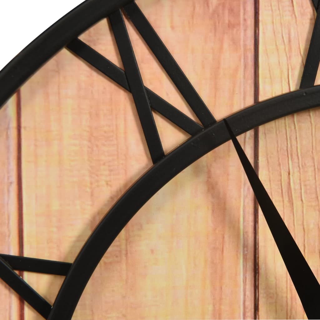 Wall Clock | Brown And Black | Mdf And Iron | 39 Cm Diameter
