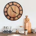 Horloge murale vintage marron 39cm bois MDF rétro décoration

