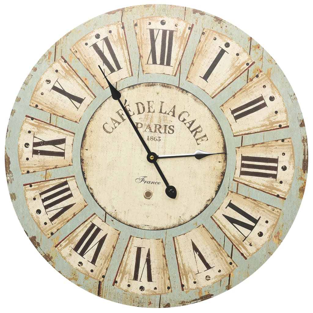 Wall Clock | Multicoloured | Mdf | Large | Decorative Inlays | Wall Clock