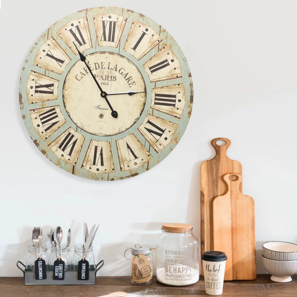 Horloge murale multicolore grande MDF colorée décoration originale
