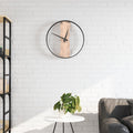 Horloge murale rustique fer et chêne 35cm décoration campagne
