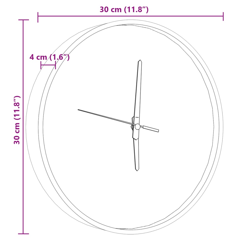 Wall Clock With Luminous Scales And Pointers Blue Ø30 Cm