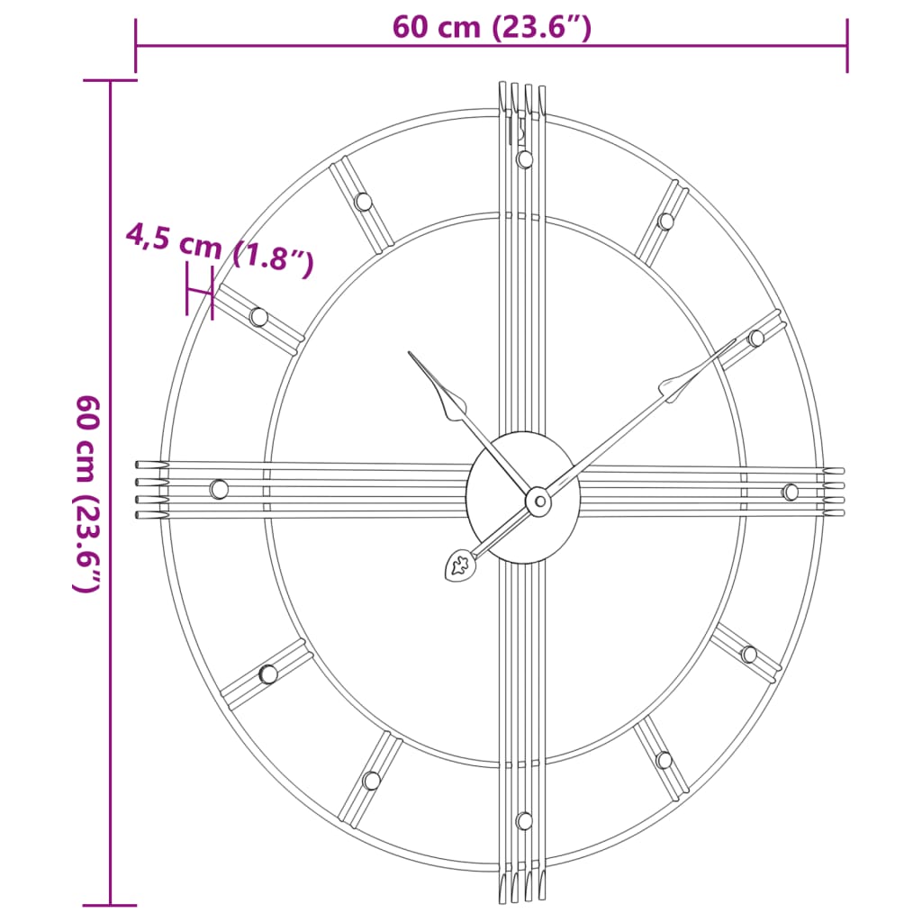 Wall Clock Black Ø60 Cm Iron